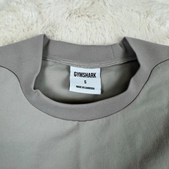 Gymshark Retake Crew Long Sleeve Shirt Taupe Grey Men's Size Small Nylon Gym - Picture 3 of 8